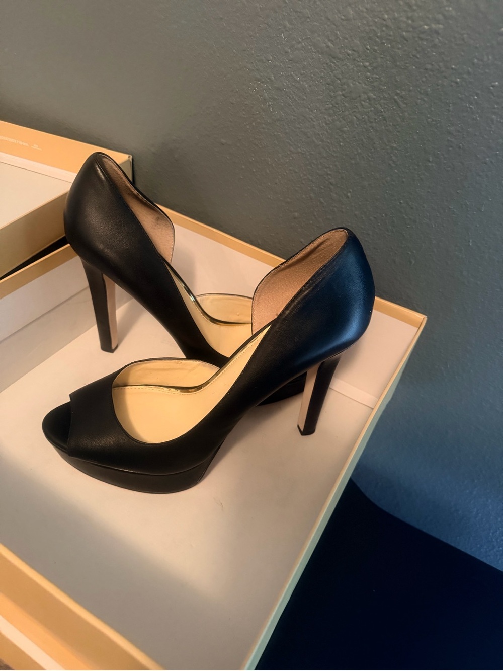 Women's Black Peep-Toe Stiletto Heels - Sleek Evening Pumps